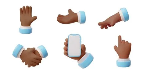 3D hand gestures vector illustration set Stock Illustration