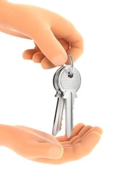 3d hand handing over the keys Stock Illustration