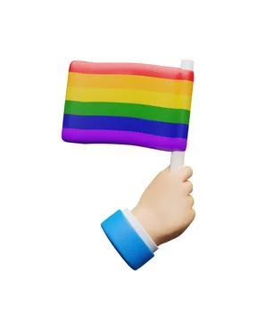 3d hand hold rainbow flag. Stock Illustration