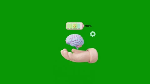 3d hand holding a charging brain with idea and logic icons Stock Footage 339830718