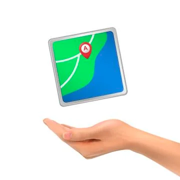 3d hand holding city map with marker Stock Illustration