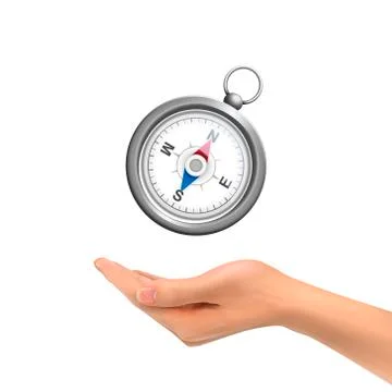 3d hand holding compass 스톡 일러스트