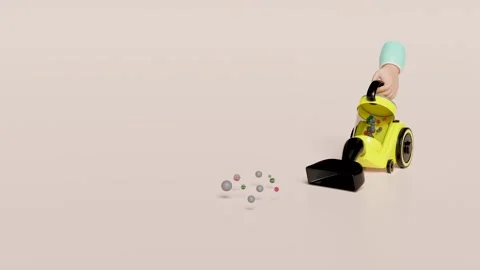 3d hand holding electrical vacuum cleaner for sucking up dirt isolated on p.. Stock Footage 280169212