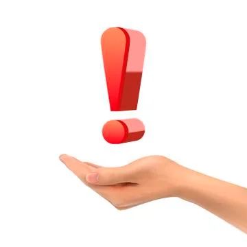 3d hand holding exclamation Stock Illustration