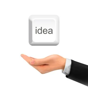 3d hand holding idea keyboard button Stockillustratie