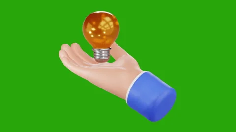 3D Hand Holding Idea Lightbulb Animation Stock Footage 311797220