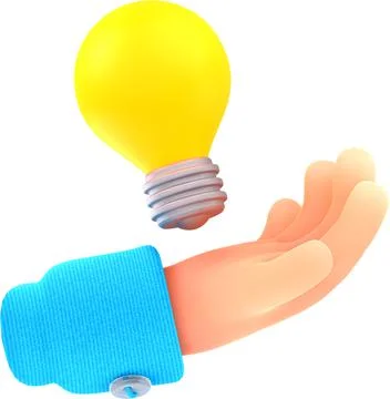 3d hand holding light bulb, genius business idea Stock Illustration