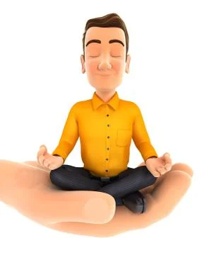 3d hand holding man doing yoga Stock Illustration