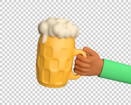 3d hand holding a mug of beer. 3d rendering Stock Illustration