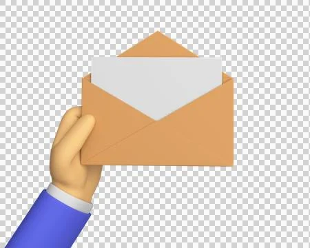 3d hand holding an open envelope with a letter Stock Illustration