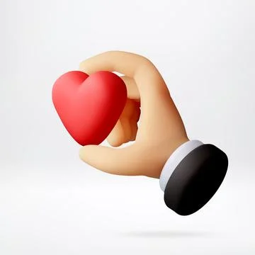 3D hand holding red heart icon Stock Illustration