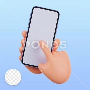 3D Hand Holding Smartphone Blank Screen PSD Template