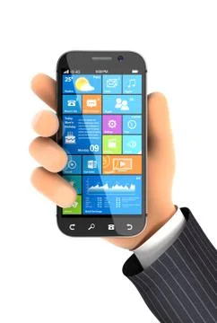 3d hand holding smartphone Stock Illustration