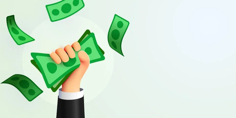 3d hand holding a stack of money. The concept of financial success and income. Stockillustratie