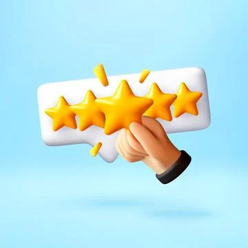 3D Hand holding star for five star rating system. 스톡 일러스트