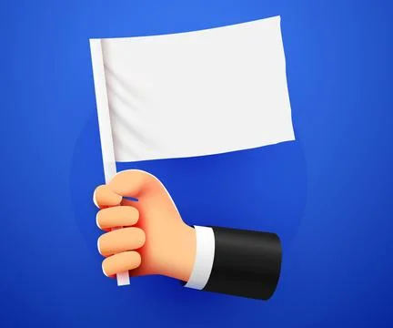 3d hand holding white empty flag. Stock Illustration
