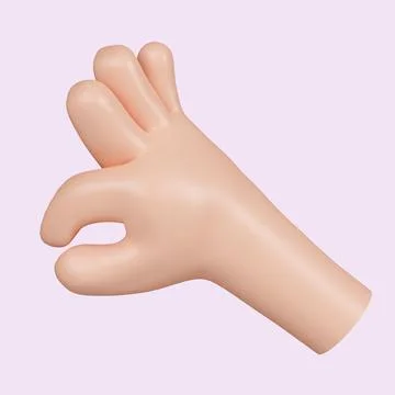 3d Hand ok. Ok gesture sculpture, zero sign. icon isolated on pink background Stock Illustration