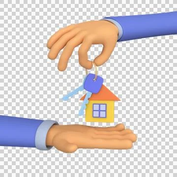 3d hand passes the keys to the other hand. 3d illustration Stock Illustration