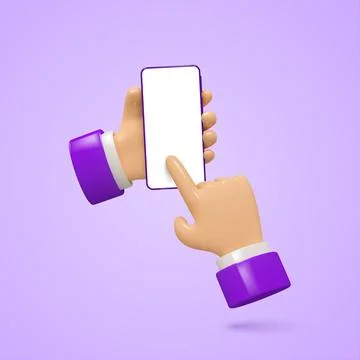 3d hand with phone. Illustrazione stock