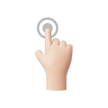 3D hand pointing forefinger gesture vector icon, touch or click cursor, tap Stock Illustration