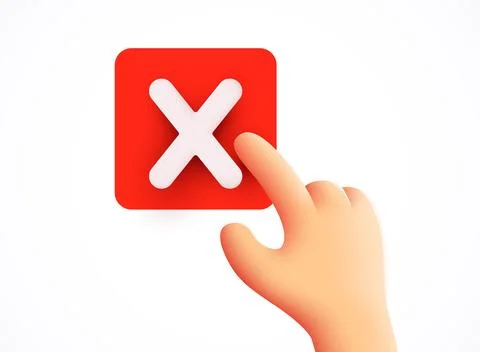 3d Hand pressing the no button. Wrong answer. Stock Illustration