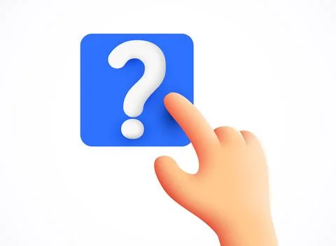 3d Hand pressing the question button. Stock Illustration