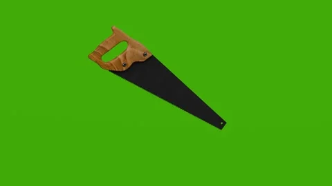 The 3D hand saw rotates on the green screen Stock Footage 279062983