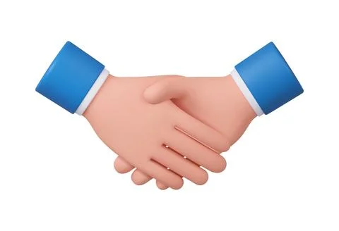 3d hand shake icon gesture Stockillustratie