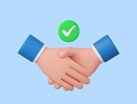 3d hand shake icon gesture Stockillustratie