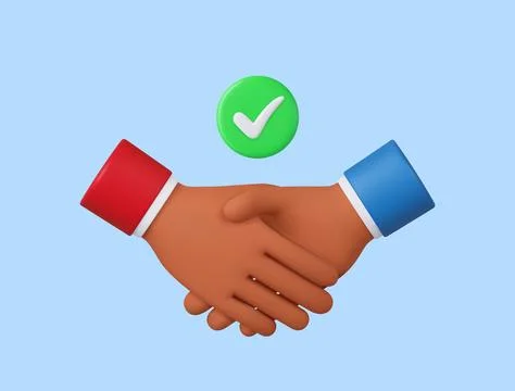 3d hand shake icon gesture Stockillustratie
