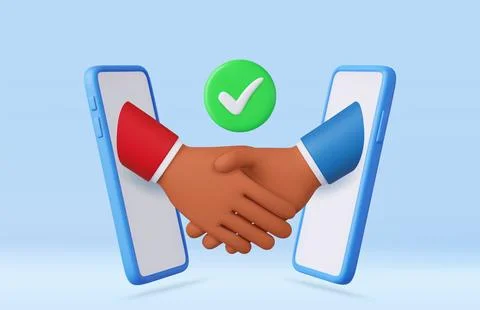 3d hand shake icon gesture Stockillustratie
