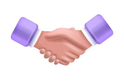 3D hand shake icon, vector teamwork support clipart Stock Illustration