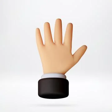 3D hand showing open palm greeting gesture. 스톡 일러스트