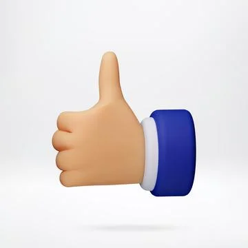 3D hand showing thumb up gesture Stock Illustration