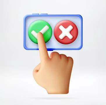 3D hand touching green check mark on phone 스톡 일러스트