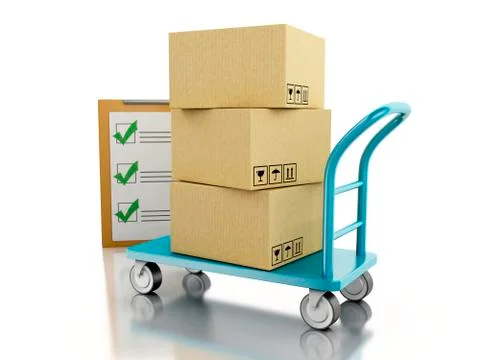 3D Hand truck with boxes イラスト素材