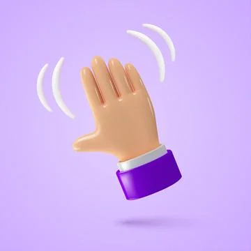 3d hand waving icon. Stock Illustration