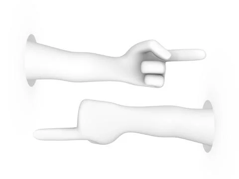 3d hand of white man pointing finger from a hole. Stock Illustration