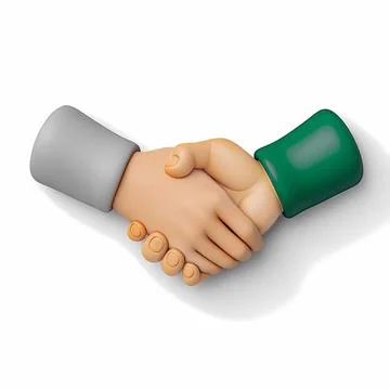 3D Händedruck A 3D rendering of two cartoon hands shaking on a white backg.. Stock Photos