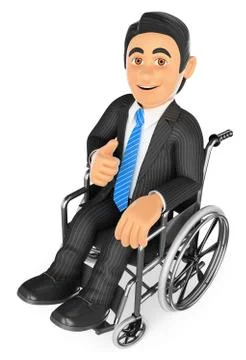 3D Handicapped businessman with thumb up Stock Illustration