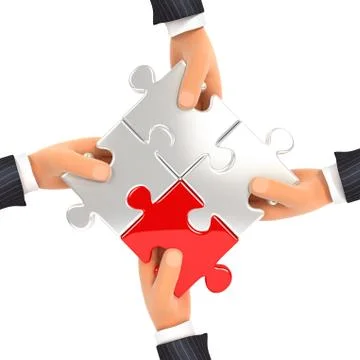 3d hands assembling jigsaw puzzles Stock Illustration