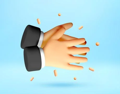 3d hands clapping to show success and applause. Illustrazione stock