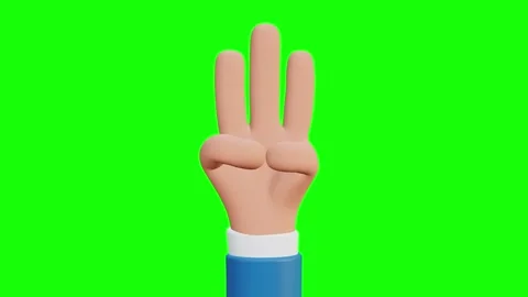 3D hands counting one to ten on chroma key green screen background Video stock 235825758