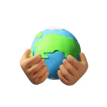 3D hands hold Earth Stock Illustration