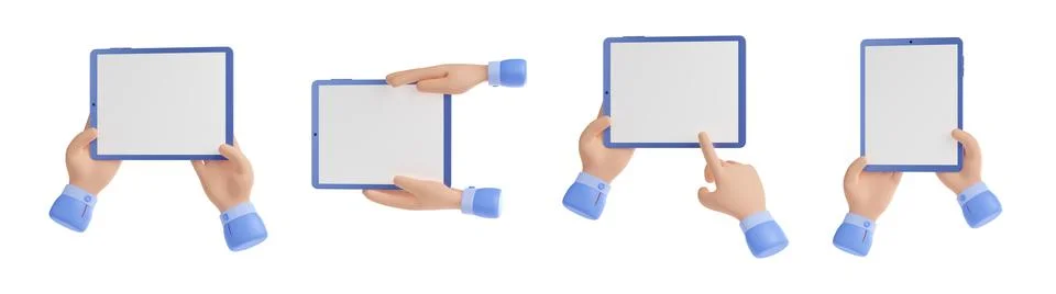 3d hands hold tablet computer with blank screen Stock Illustration