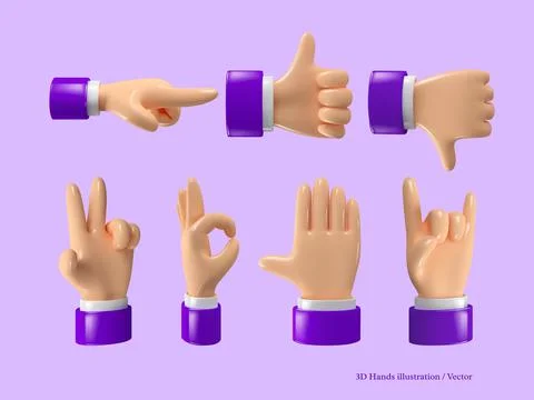 3d hands icon set. Stock Illustration