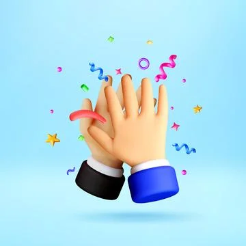 3D hands making a high five gesture with confetti. Stockillustratie