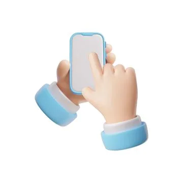 3D hands with smartphone, touch interaction, vector mockup. Stock Illustration
