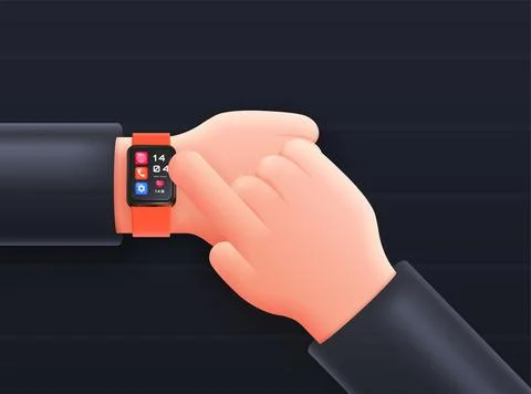 3d hands with watch vector concept Illustrazione stock