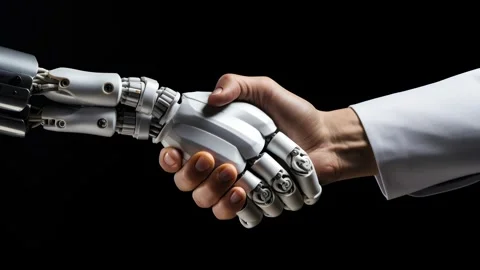 3D handshake between robotic and human. Stock Footage 317217383